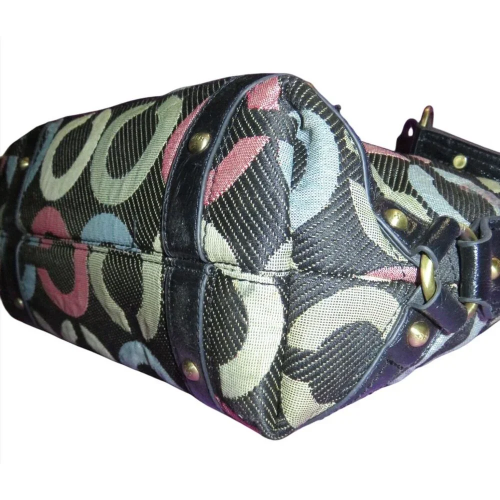Coach Vintage Carly Multicolor Signature Monogram Canvas & Leather Hobo Bag